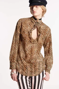 Animal Print Long Sleeve Fluid Top
