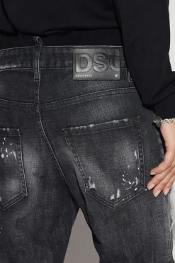 Black Ripped Leather Patch Wash Cool Girl Cropped Jeans