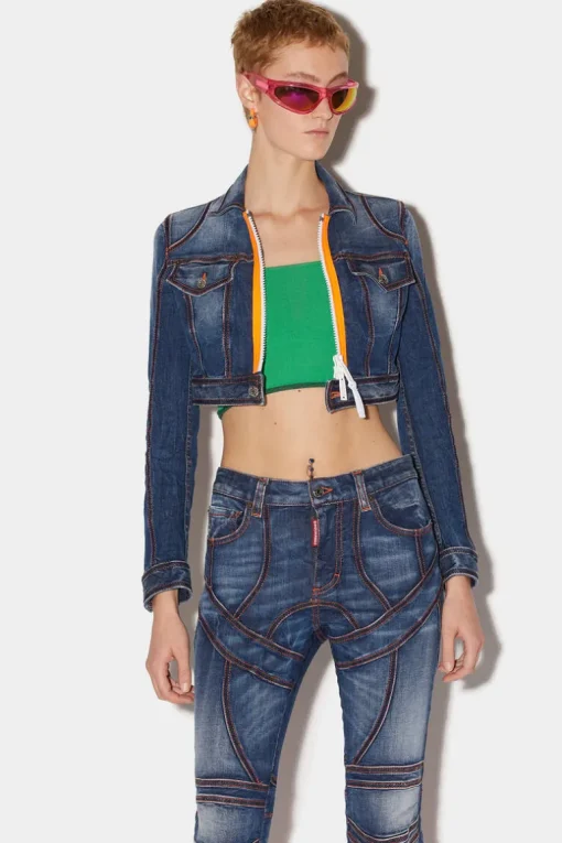 Dark Fade Wash Surfer Cropped Jacket