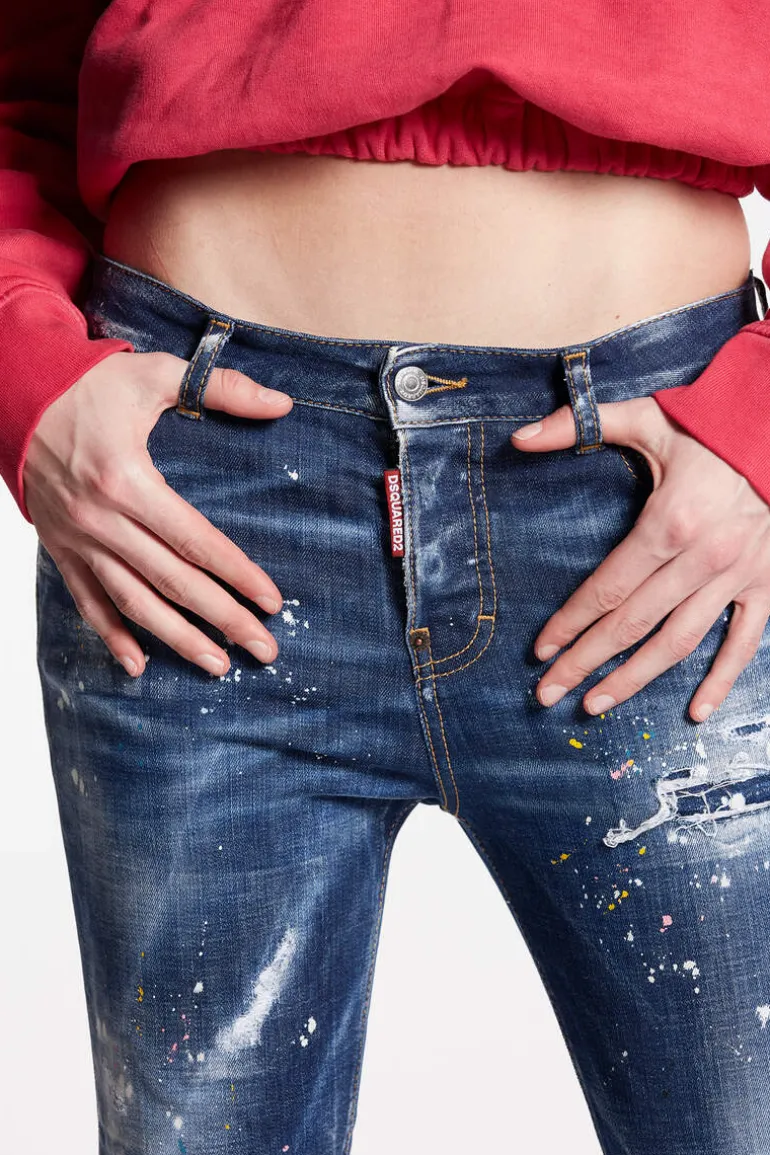 Dark Spotted Wash Cool Girl Cropped Jeans