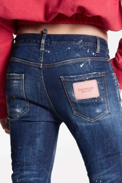 Dark Spotted Wash Cool Girl Cropped Jeans