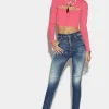 Dark Wash High Waist Cropped Twiggy Jeans