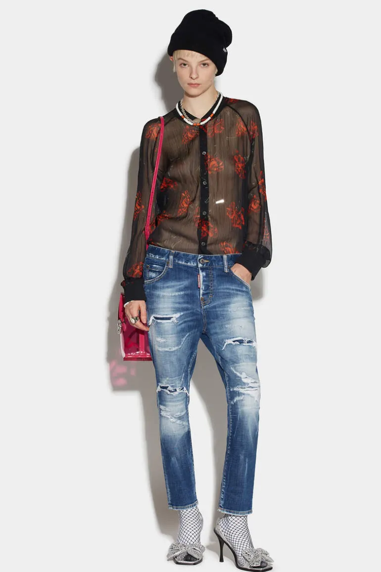 Medium Slash Wash Cool Girl Cropped Jeans